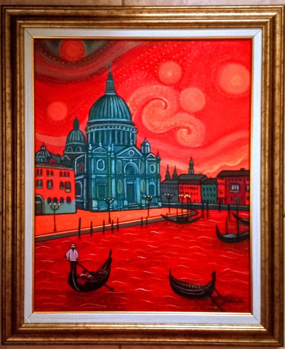 Tablou pictat manual VENETIA  40x50 cm