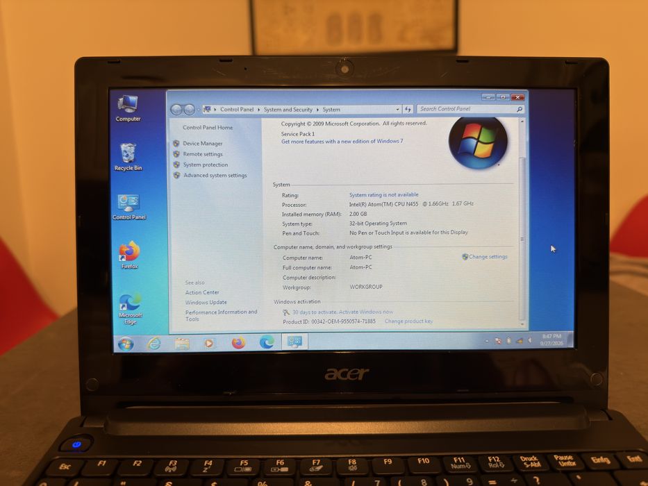 Laptop Acer Aspire One PAV70 2gb