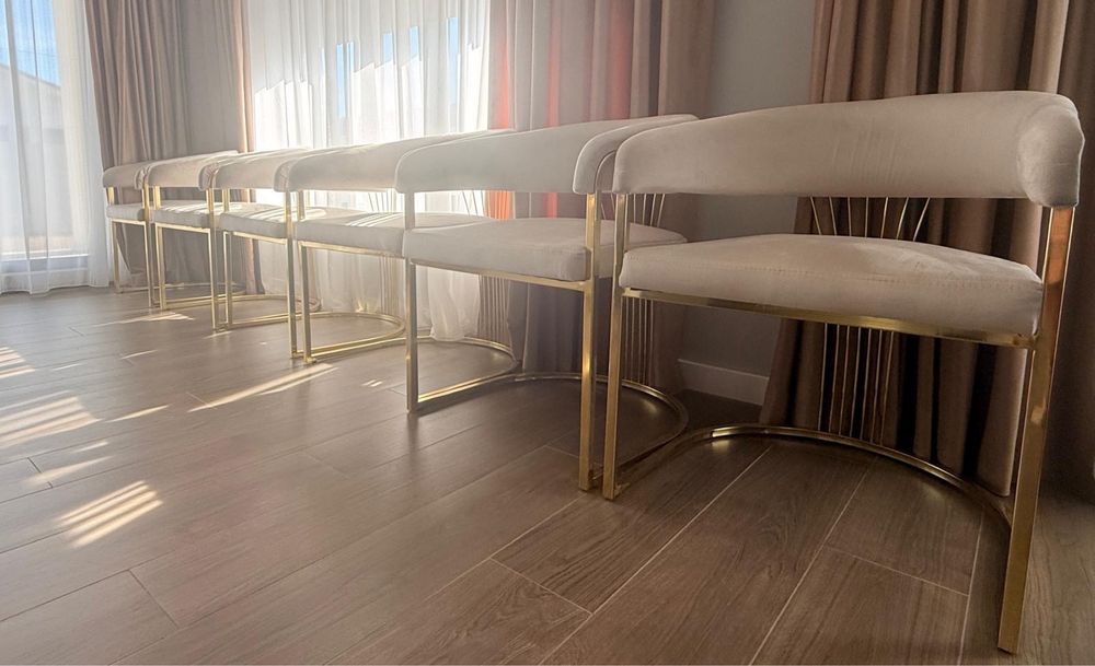 Scaune dining auriu / crem