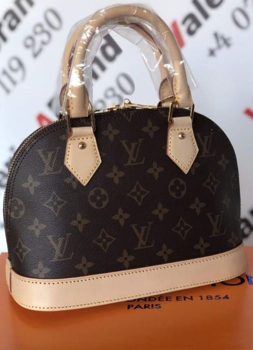 Geanta mini LV Alma,France,curea detasabila umăr, saculet, etichetă