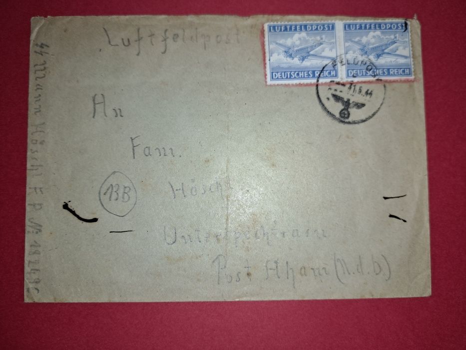 Plic militar german Luftpost pe terit. României