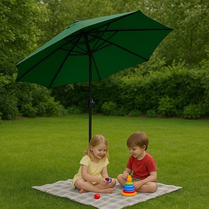 Umbrela de gradina, MultiGarden, 270cm, verde, cu mecanism de inclinare, 6 brate, noua