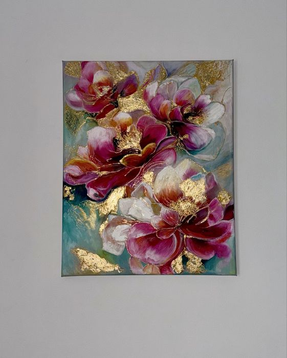 Vand tablou ulei pe panza si foita aur