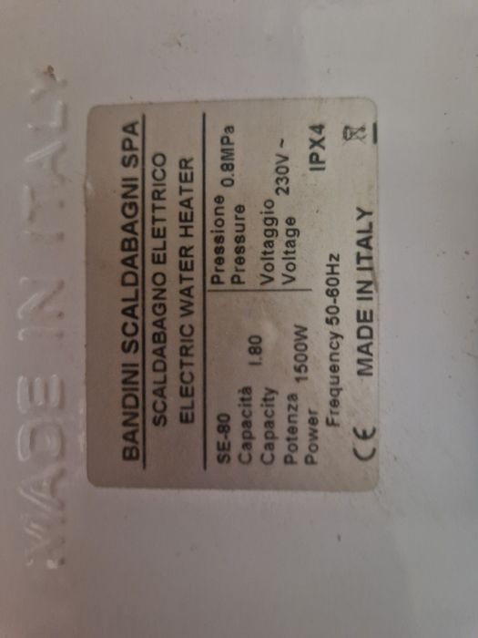 Boiler electric Bandini Omega 80L 1500W - Folosit 1 saptamana (Made in Italy)