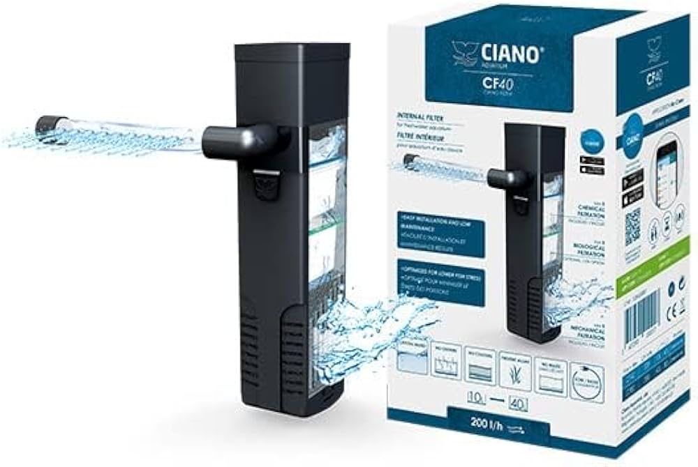 Filtru intern pentru acvariu Ciano CF40 - Debit de 200L/h.