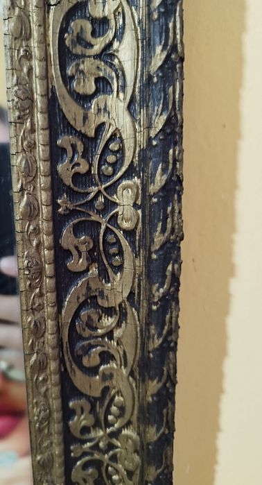 Oglindă mare vintage 60x150 cm – Ramă lemn cu patină autentică aurie