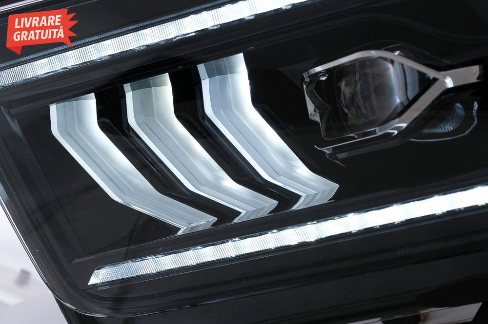 Faruri Full LED Ford Mustang V Pre-Facelift (2005-2009) Negru cu Semna