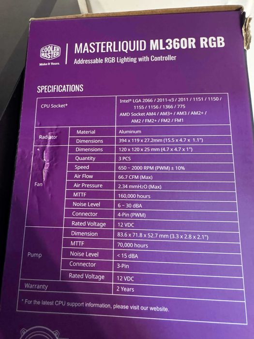 Водно охлаждане Cooler Master MasterLiquid ML360R RGB 360mm