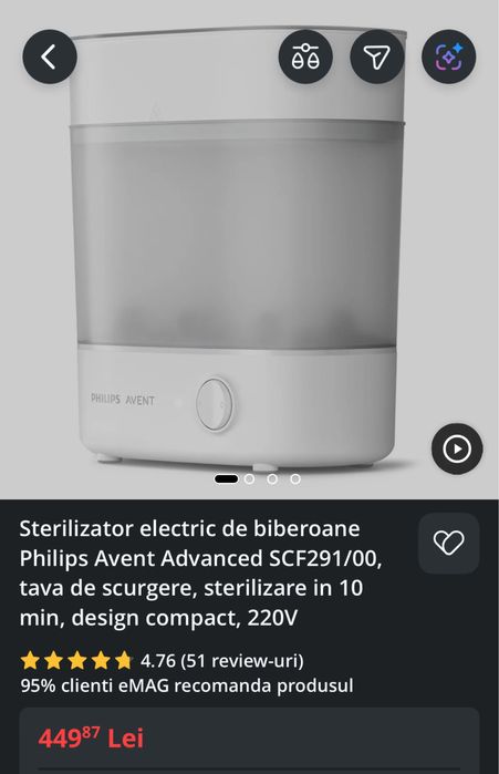 Sterilizator electric de biberoane Philips Avent Advanced