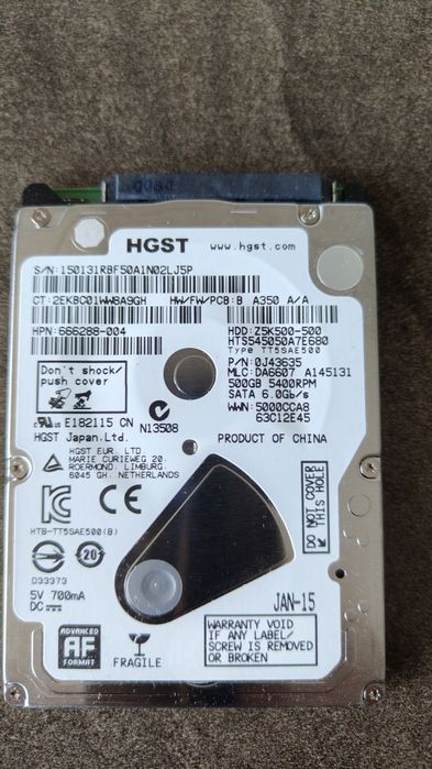 Hdd laptop 500 GB, health 100%