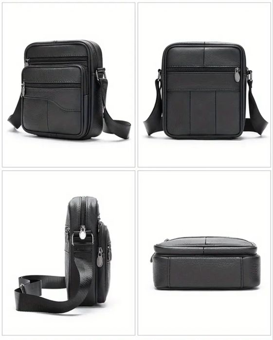 Компактна и Елегантна чанта за през рамо/Черна ест. кожа -10% Промоция