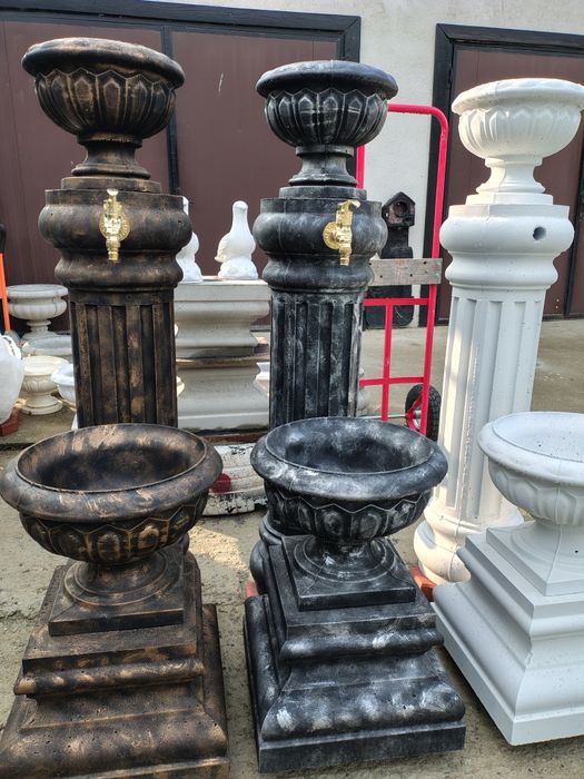 Cișmele și ghivece de grădină din ciment aditivat