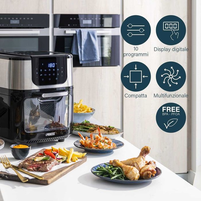 Уред за готвене с горещ въздух и фурна Princess DeLuxe AirFryer Oven 11L (182075)