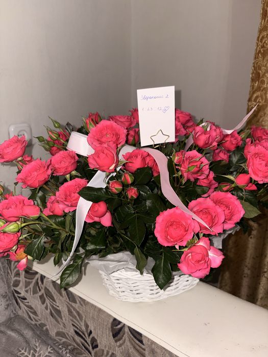 Свежие кустовые розы.