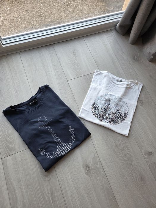 Lot 2 tricouri damă Zara + Reserved, mărimea S,  alb & bleumari