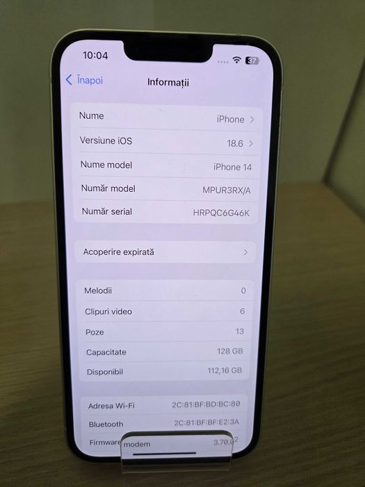Iphone 14 5G 128GB 90% Bat (ECA27 b.49657)-Garantie 2 ani!
