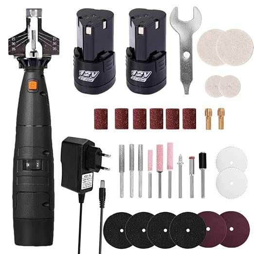 Kit de ascuțire a lanțului pentru drujbe electrice fără fir cu 2 baterii Set de scule de ascuțire 20000 RPM