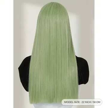 Права аниме светло зелена перука с бретон