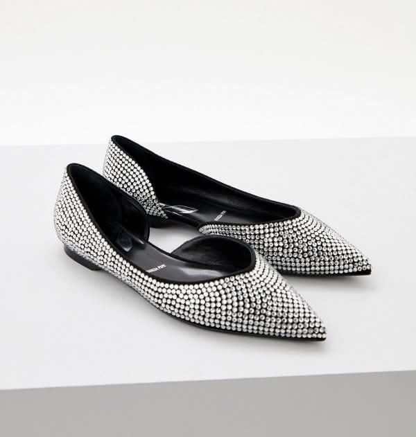 Ниски обувки/Балерина Patrizia Pepe,естествена кожа и кристали,36,нови
