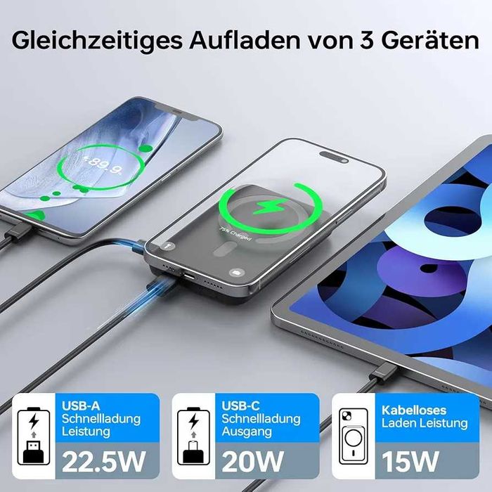 Power Bank for Magsafe, Magnetic Power Bank 12000 mAh iPhone 16 15 14