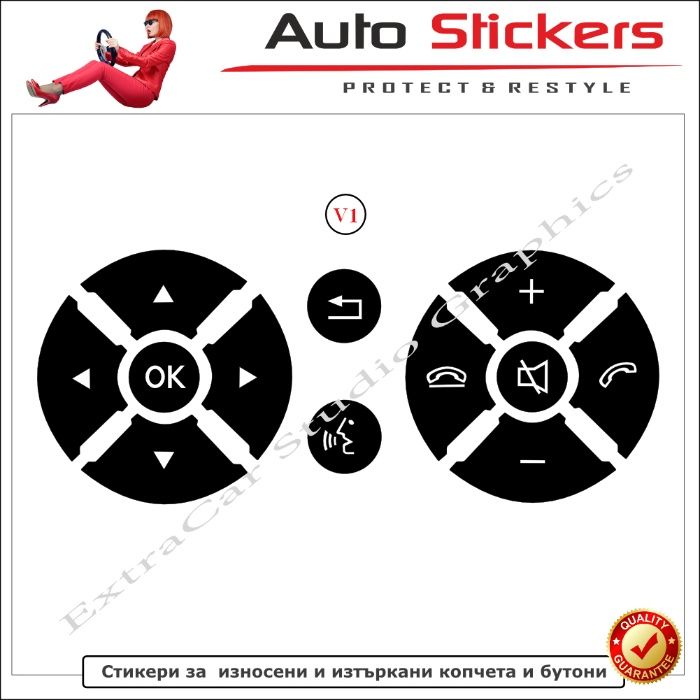 Стикери (Лепенки) за износени и изтъркани копчета и бутони-Мерцедес