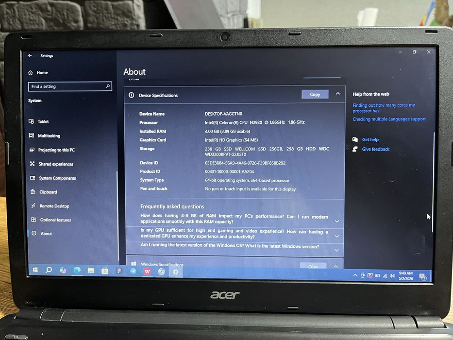 Acer noutbuk sotiladi