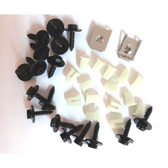 Set cleme fixare scut cutie viteze BMW Seria 5 (E60/E61), 06.2003-06.2010, 34 buc la set, Scut cutie viteze