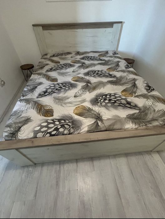 Pat matrimonial 160x200 cm, stil rustic/modern (Fără saltea)