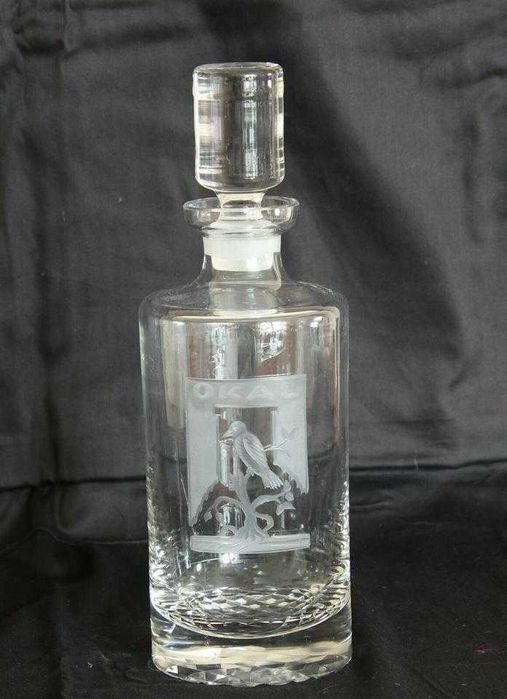 Стилна стъклена гарафа за уиски, ракия, Германия