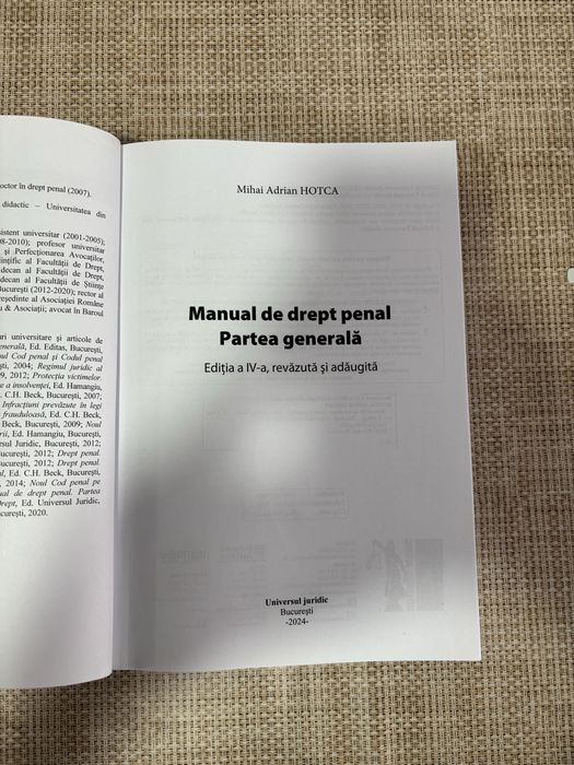 Manual de drept penal Mihai Hotca, editia a IV-a, 2024