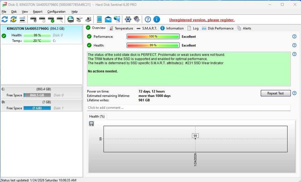 SSD Kingston A400 960 GB SATA-III 2.5 inch.