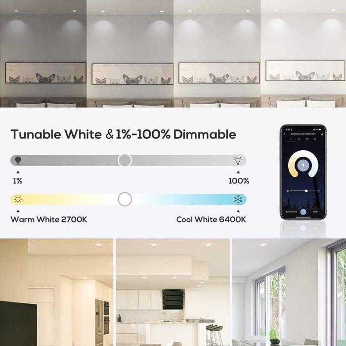 Bec Spot Plafon Led Smart RGB ALUSSO,10W reglare CCT Bluetooth Alexa