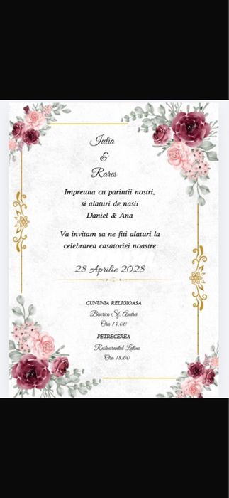 Invitatie digitala animata pentru nunta | RSVP + Google Maps