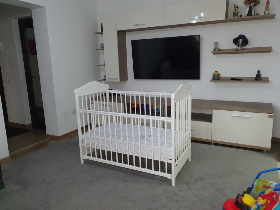 Patut culisant alb + saltea Cocos 12 cm