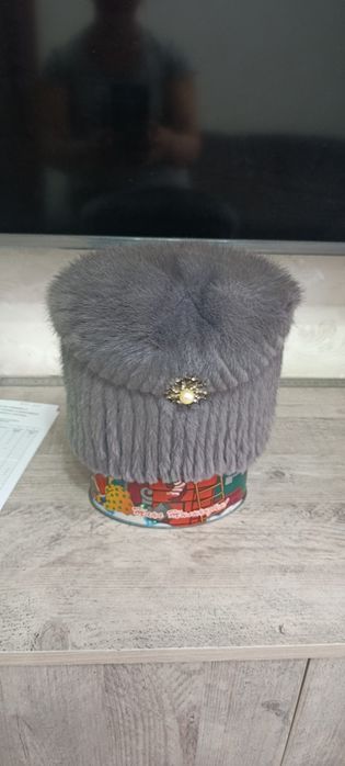 Продам шапку норка голубая