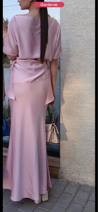 Атласная двойка платье