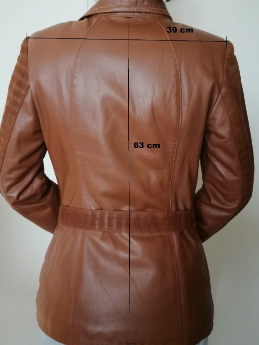 Geacă / jachetă damă, nouă, piele naturala, culoare whiskey,  mărime S
