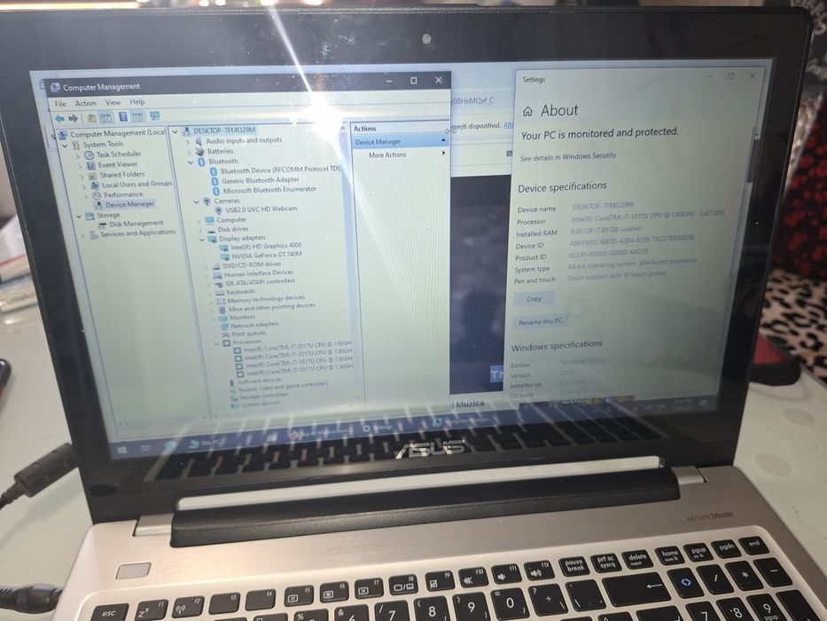 Asus cu touchscreen 15,6 inch, Intel i7, SSD 240gb, video dedicat 2 gb