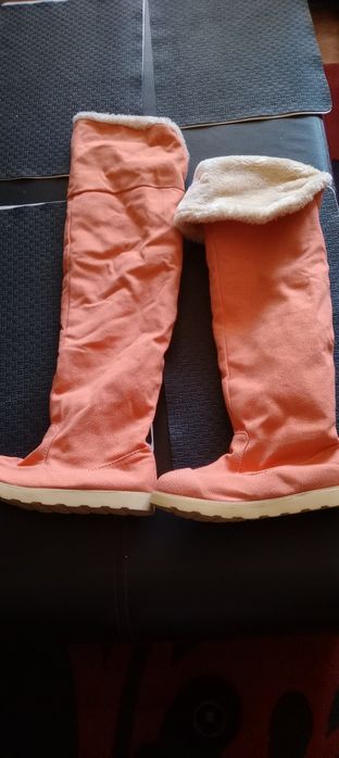 Чизми от плат, оранжев цвят