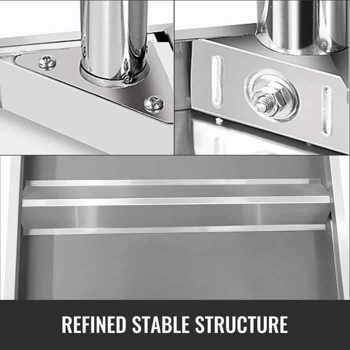 Мини Мобилна Работна Маса – 60x30 cm, Неръждаема Стомана с Колела