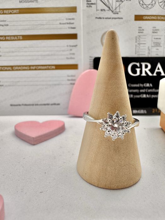 Сребърен пръстен с мойсанит(диамант) 0.5 карата