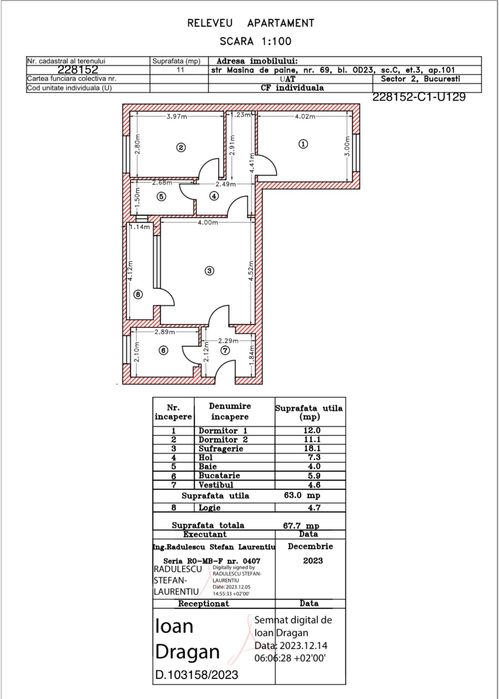 Apartament 3 camere starda Masina de Paine