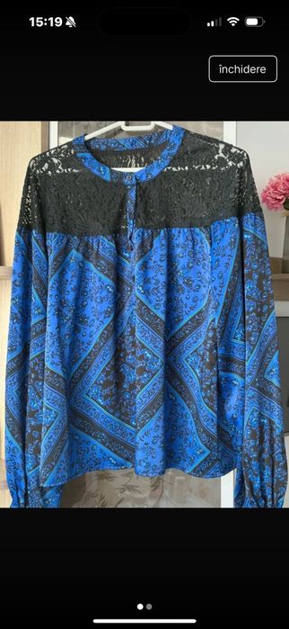 Bluza Only albastra cu dantela