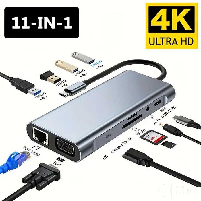 USB 3.0 и Type-C концентратор 8 в 1 (mini док-станция)