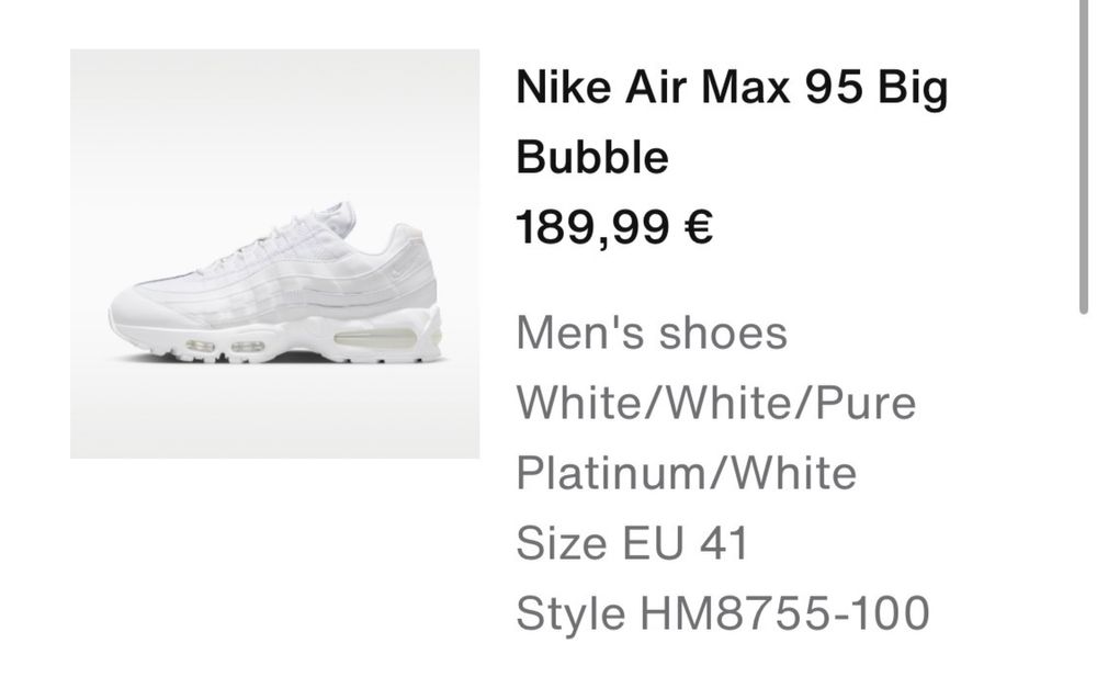 Nike Air Max 95 Big Bubble Бели
