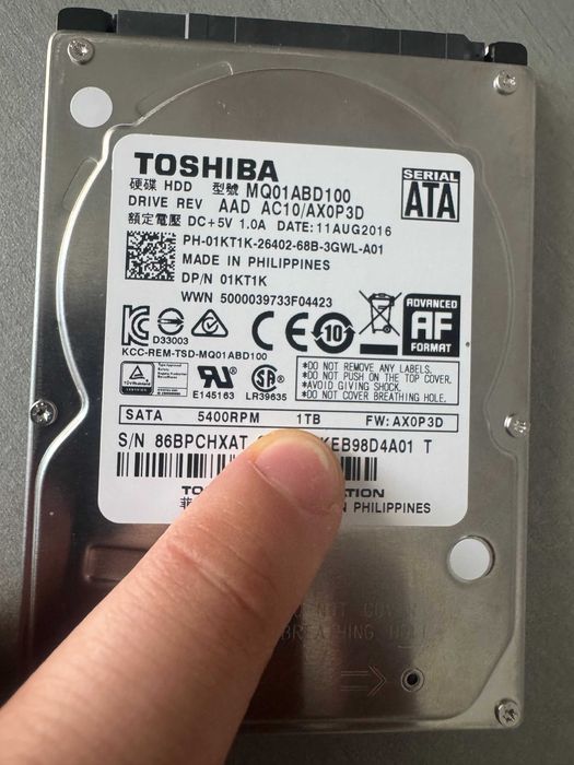 hdd laptop toshiba 1TB -100% cu 100%