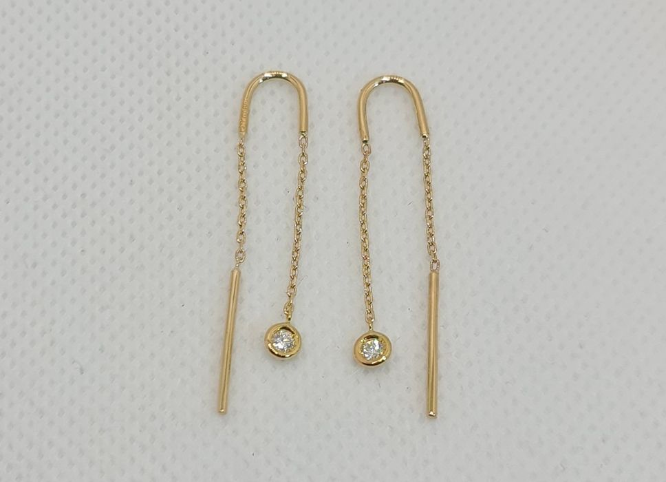 Cercei aur galben 18k cu diamante naturale creați manual