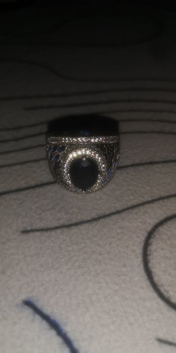 Inel argint 925 – mărimea 9 – safir natural & diamante sintetice