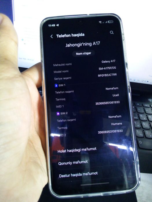 Samsung A17 5G yangi, garantiya