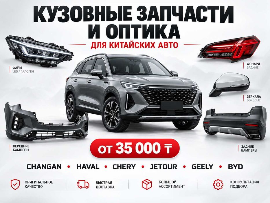 Кузовные запчасти и оптика для китайских автомобилей